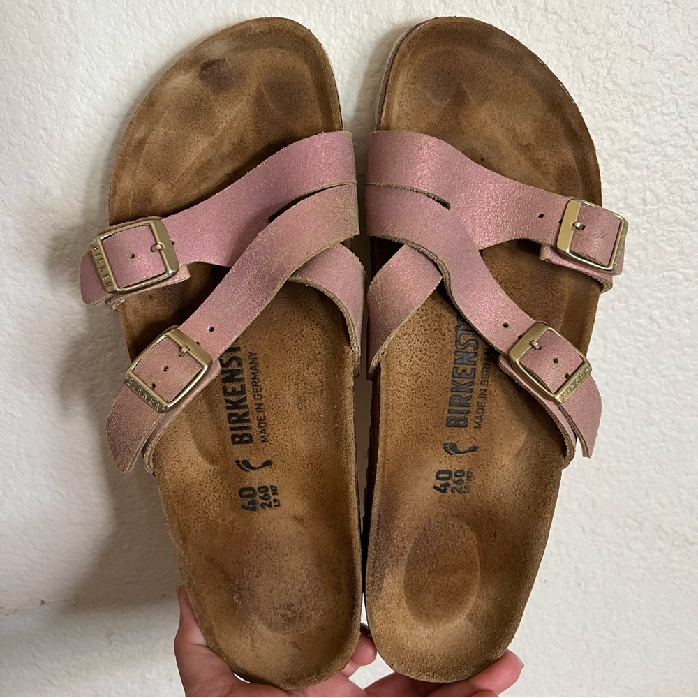 Birkenstock Yao Balance Washed Metallic Pink Suede Narrow Select Size 9-9.5